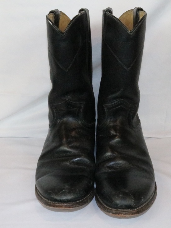 Justin Classic Black Roper Style 3133 Pull On Cowboy Boots Mens Size 9 D